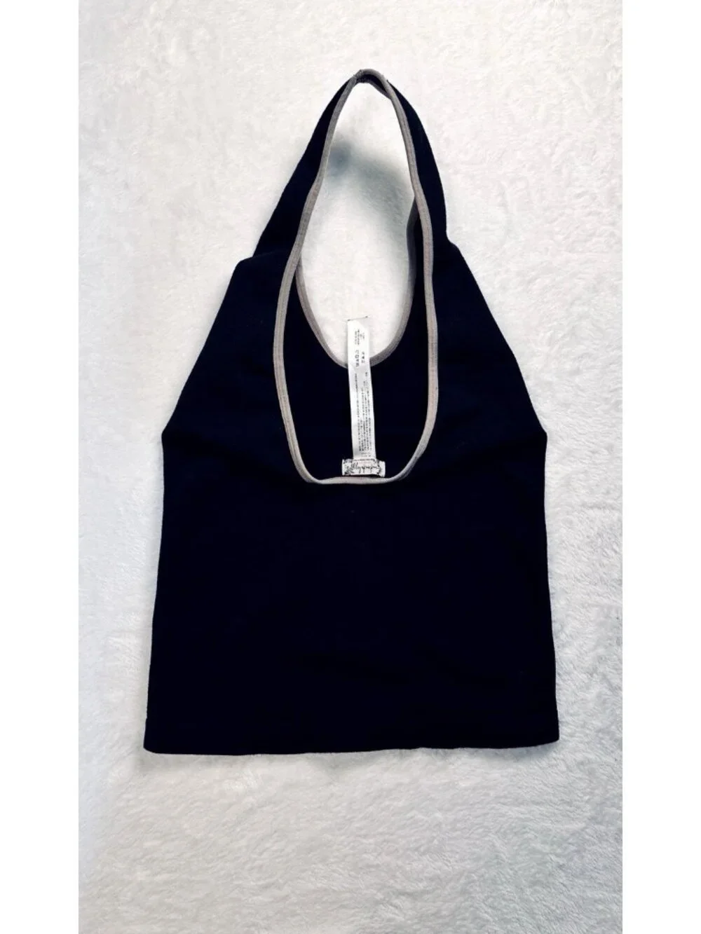 Free People Intimately Black Ribbed Halter Tank Top Fitted Stretch SP Minimalist - Picture 10 of 13